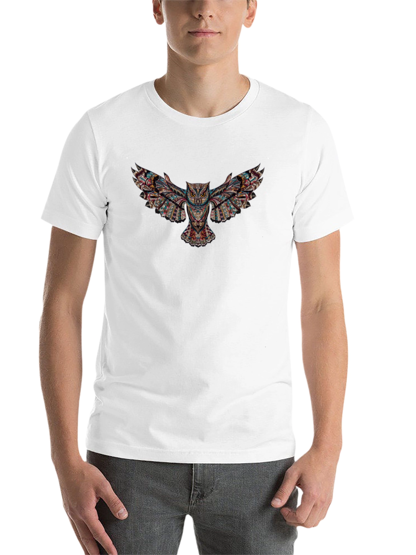 Black Owl Graphic Print Black T-Shirt view 14