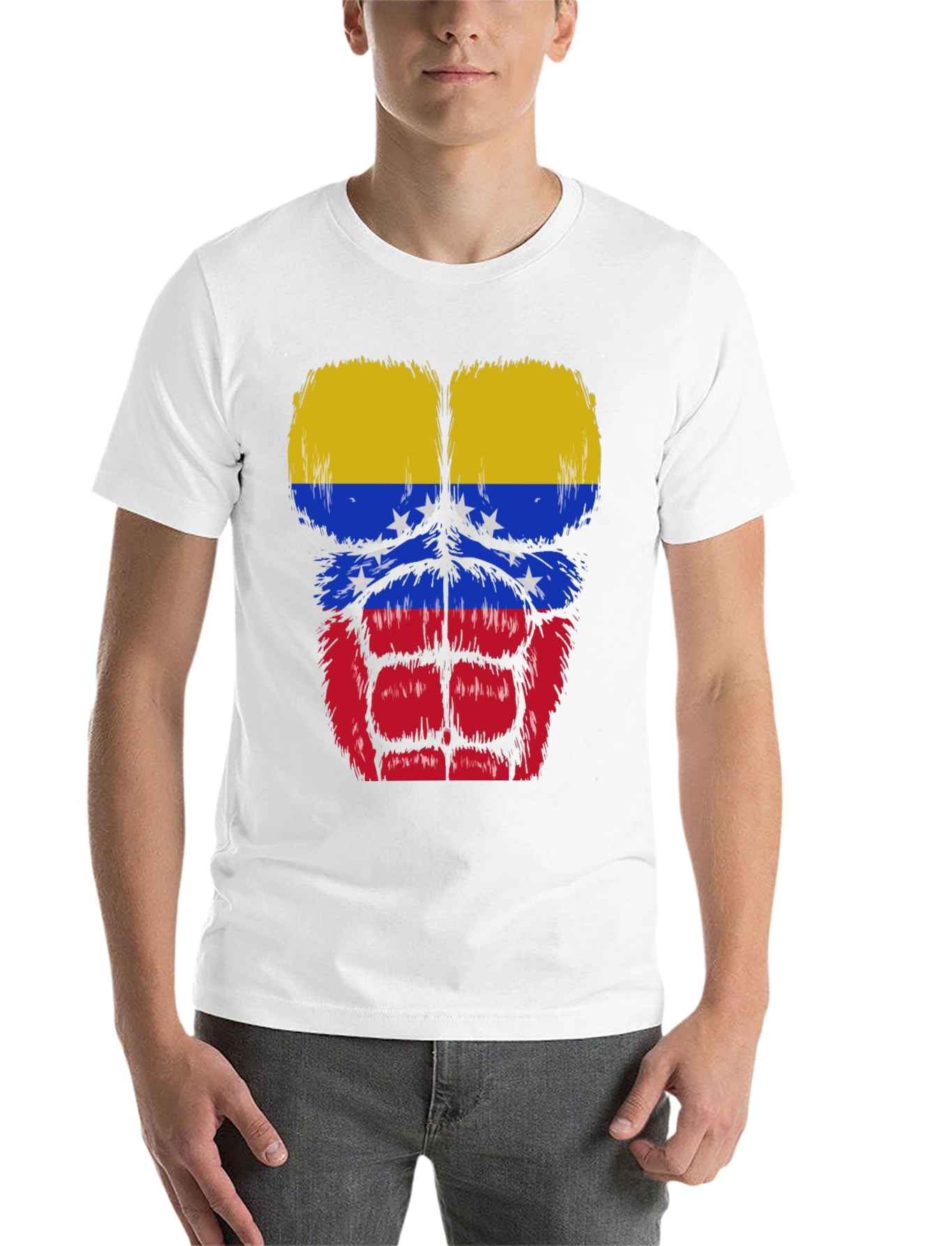 Black Venezuela Flag Muscle Graphic T-Shirt view 14