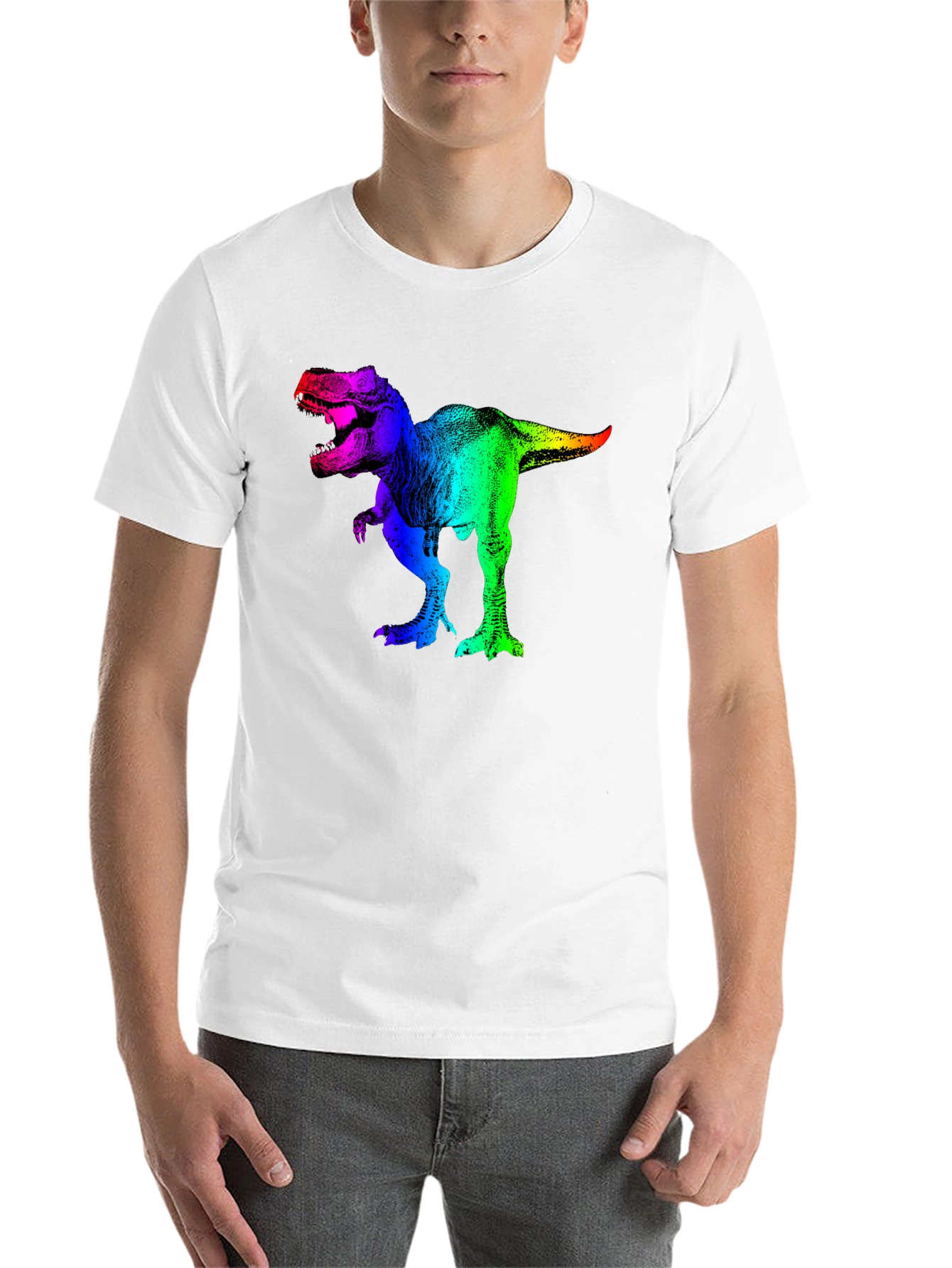 Black Rainbow Dinosaur Graphic T-Shirt view 14