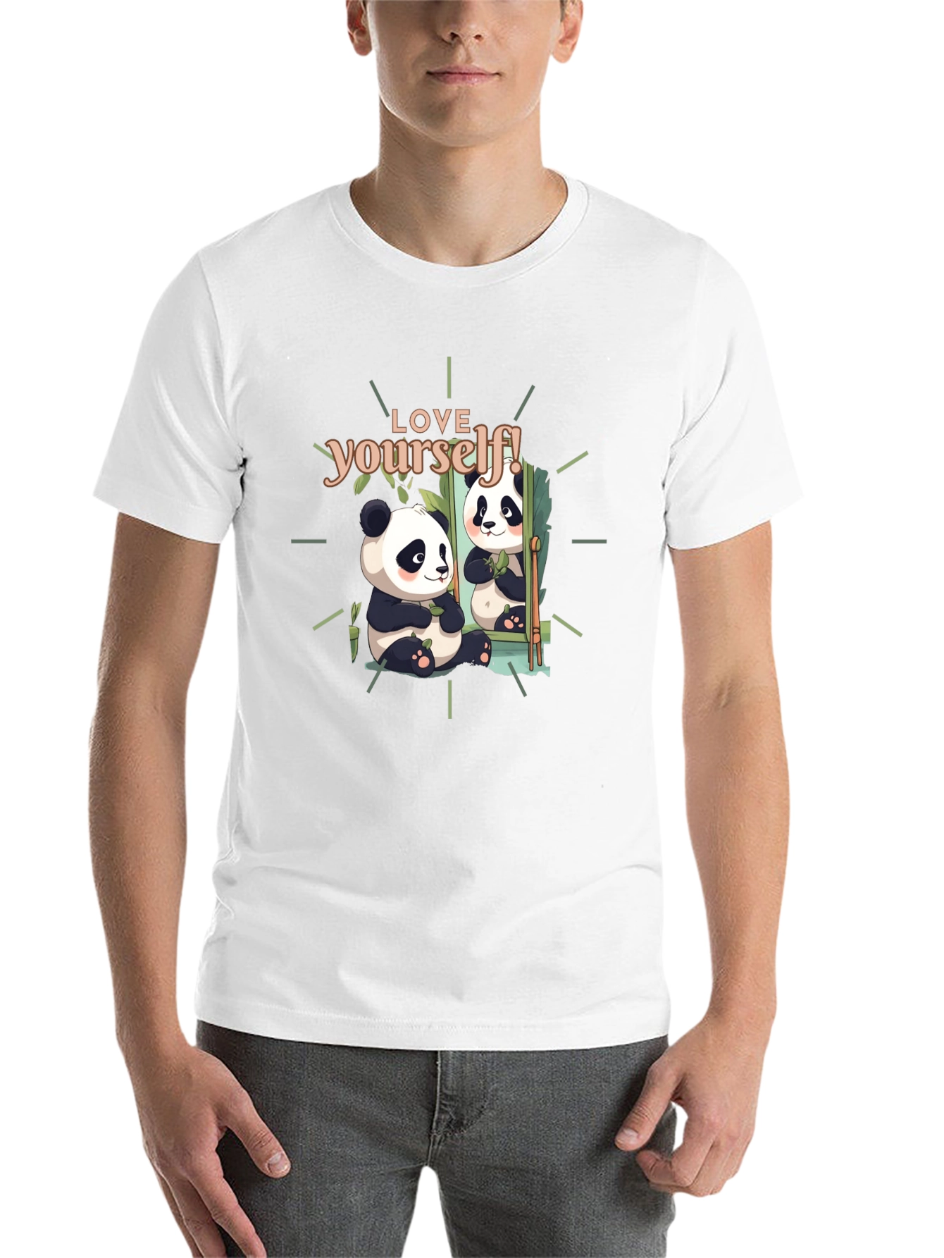Black Love Yourself Panda Graphic T-Shirt - Black view 14