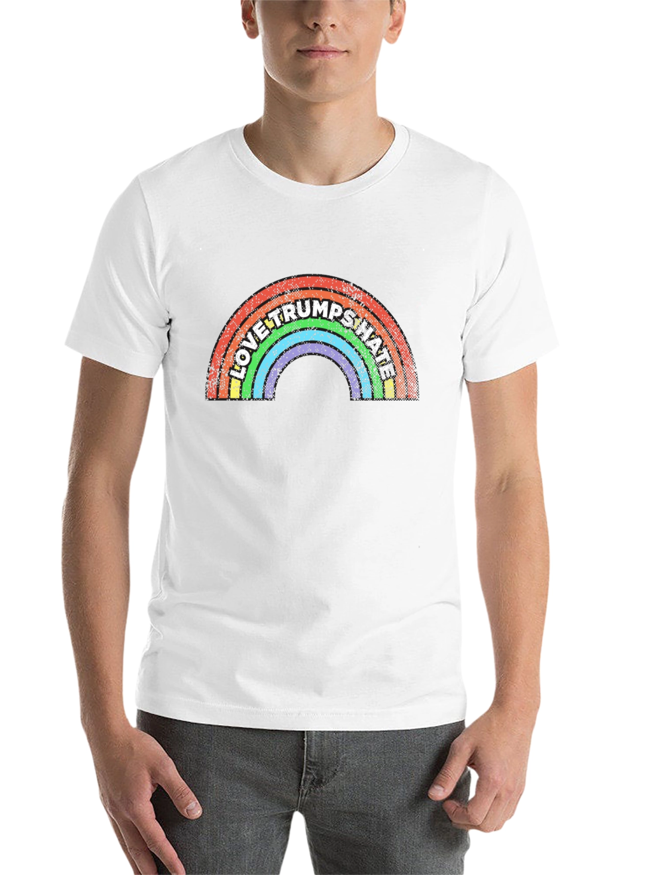 Black Love Trumps Hate Rainbow Graphic T-Shirt view 14