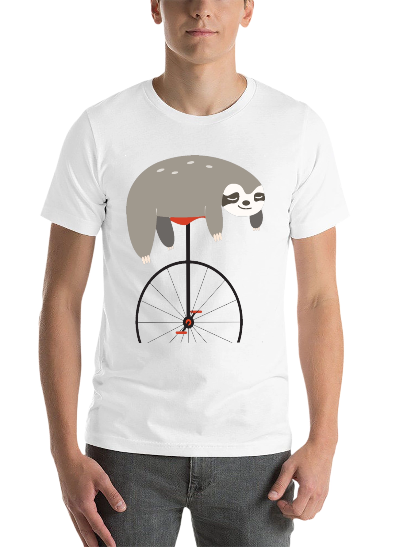 Black Sloth on Unicycle Graphic T-Shirt view 14