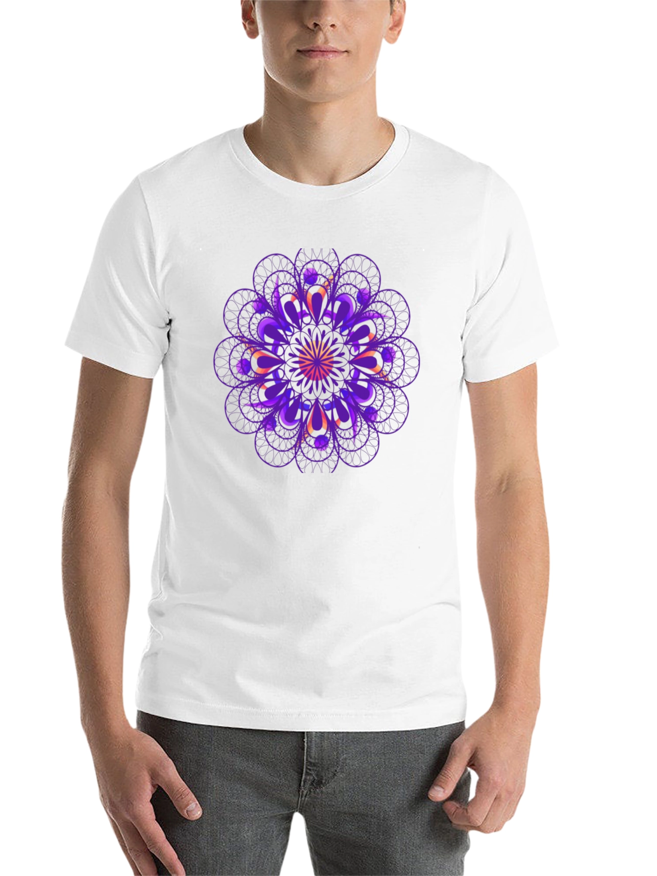 Black Geometric Mandala Graphic Tee - Black view 14
