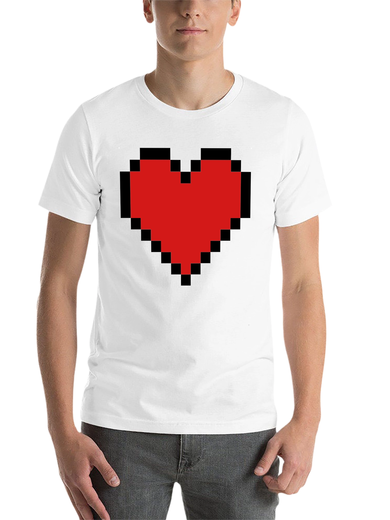Black Pixel Heart Graphic Tee - Gamer Style view 14