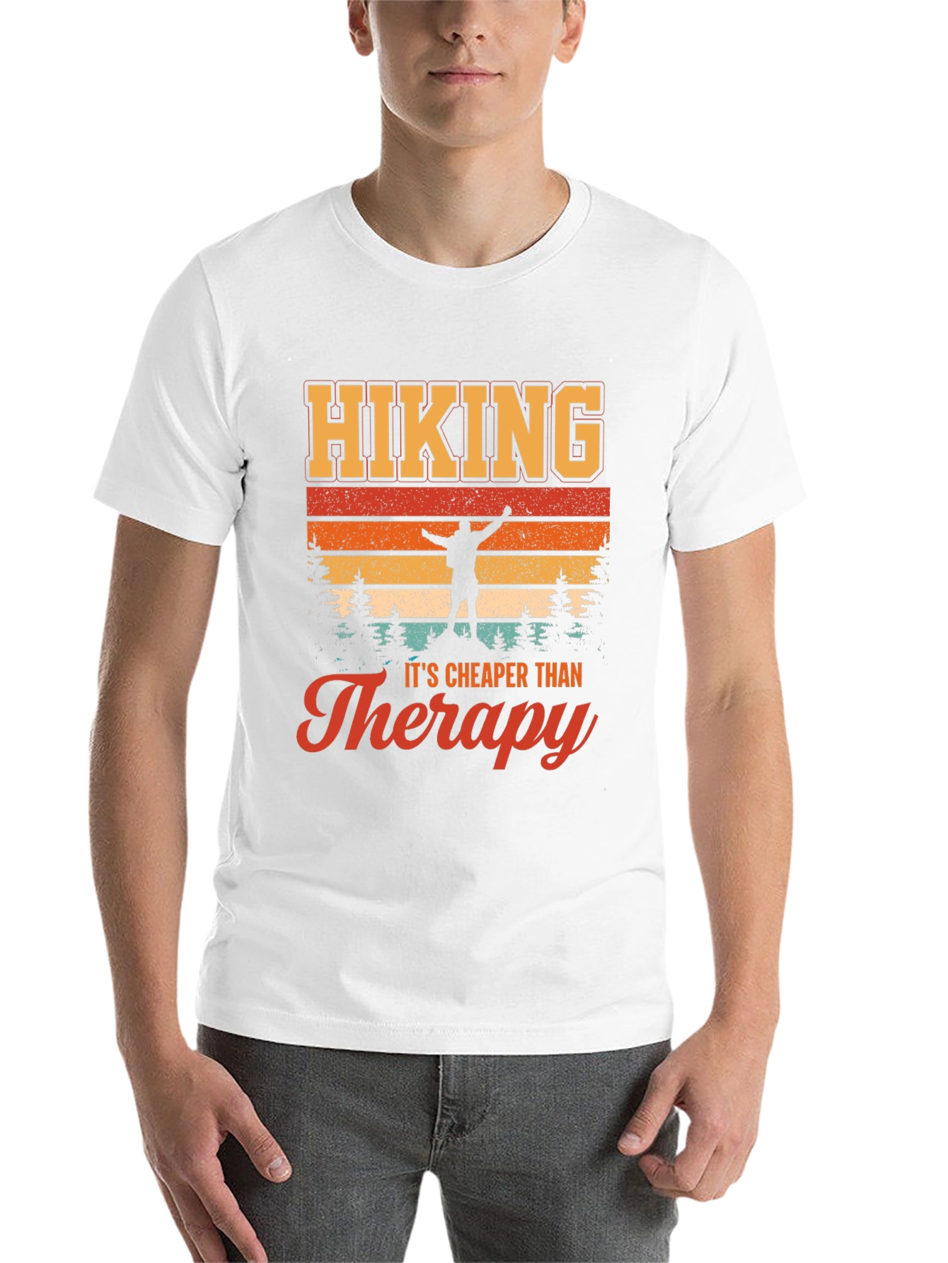Black Hiking is Cheaper Than Therapy T-Shirt - Adventure Graphic Tee view 14