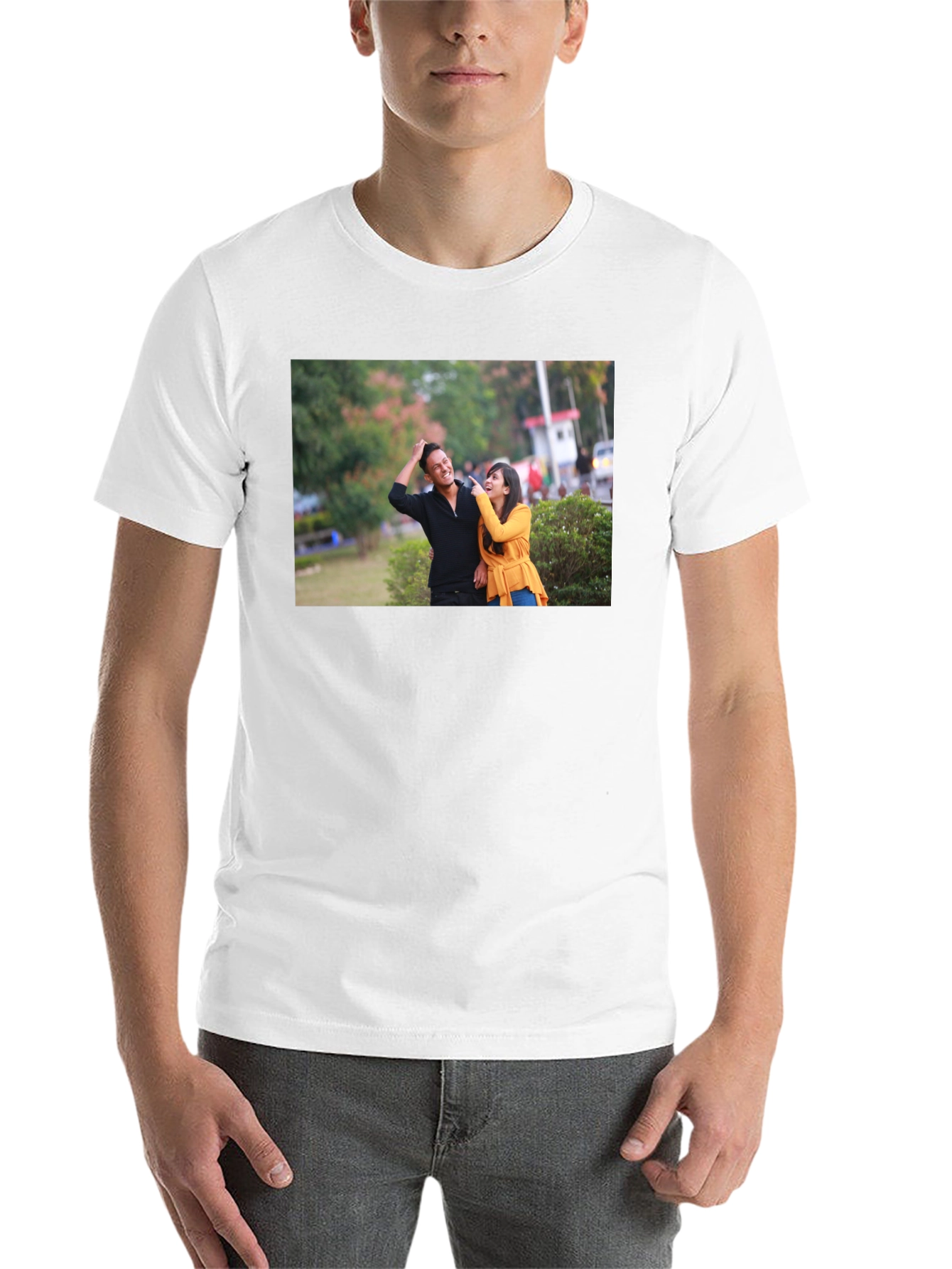 Black Stylish Black T-Shirt with Couple Print view 14