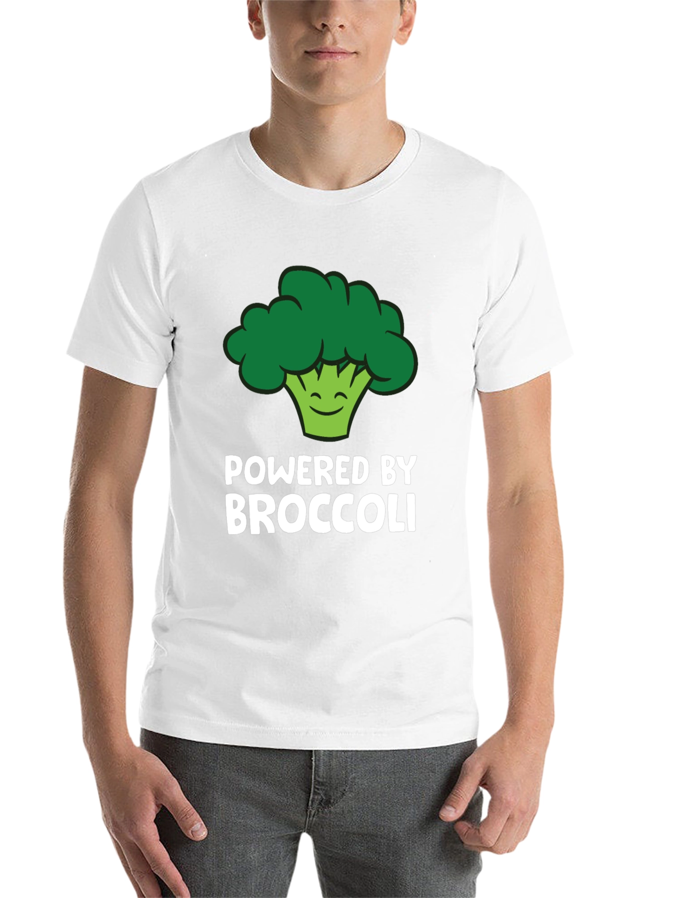 Black Powered By Broccoli T-Shirt - Funny Vegan Tee view 14
