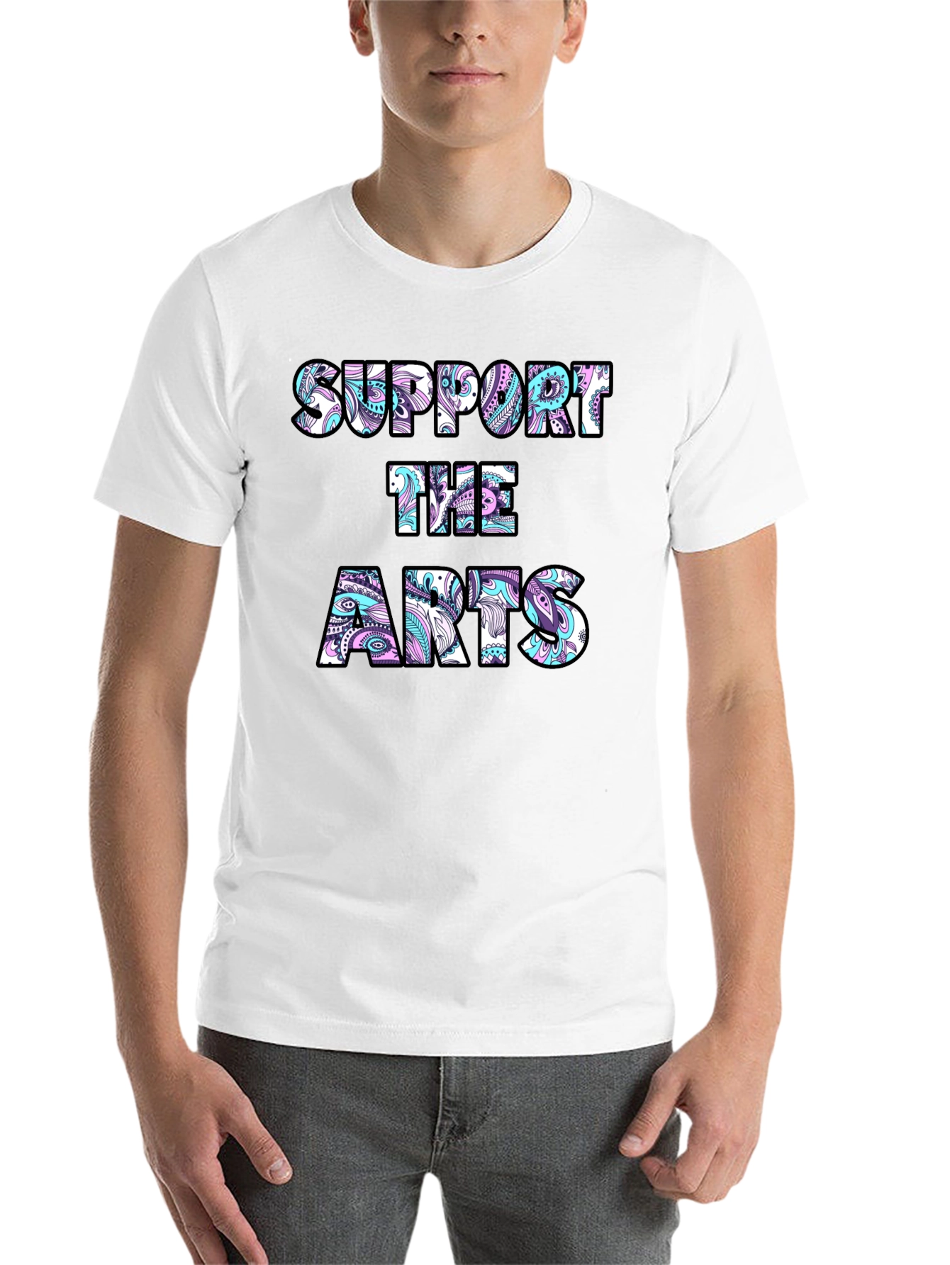 Black Support the Arts Graphic Tee - Black Crew Neck T-Shirt view 14