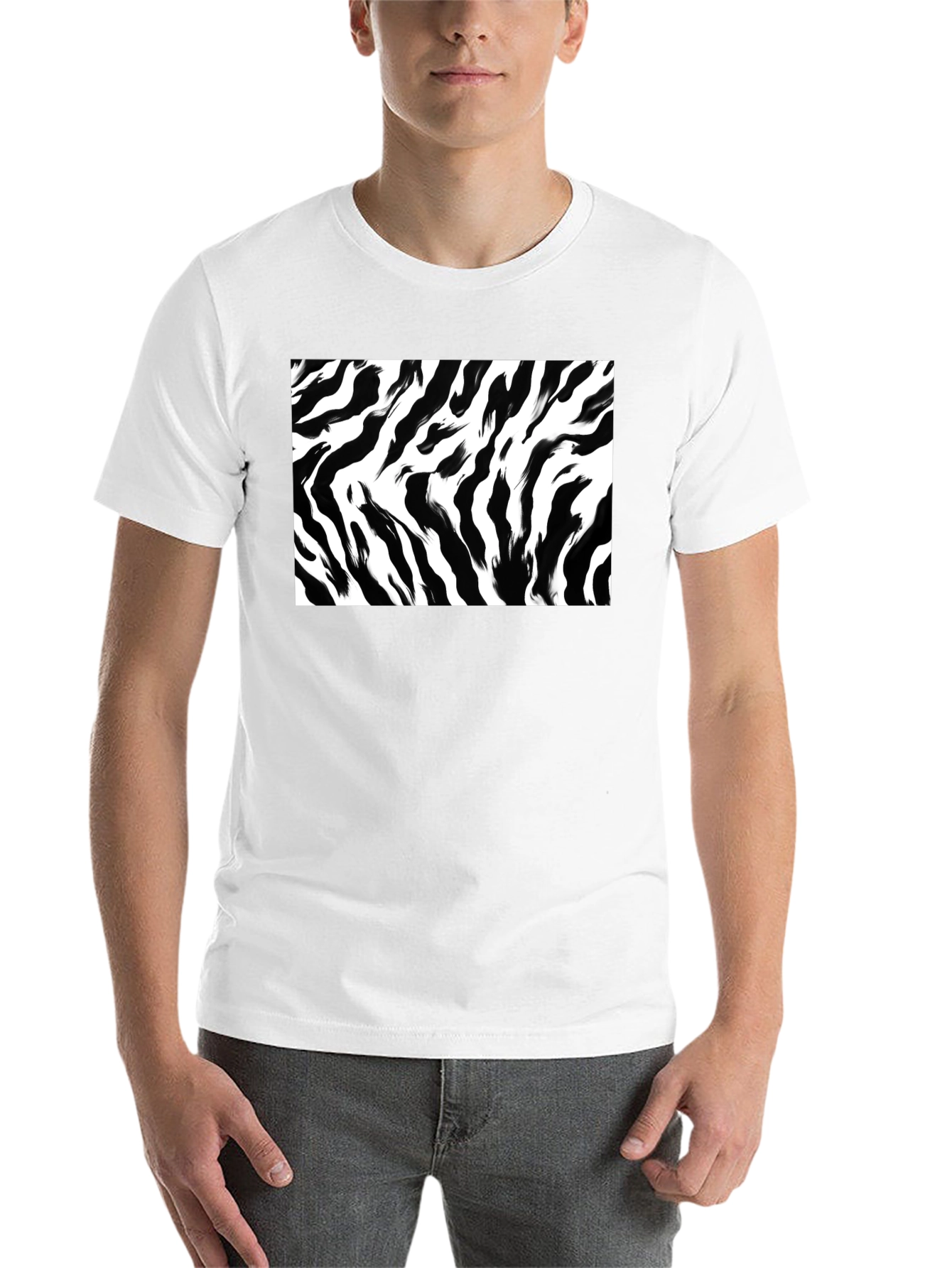 Black Zebra Stripe Graphic Print Black T-Shirt view 14