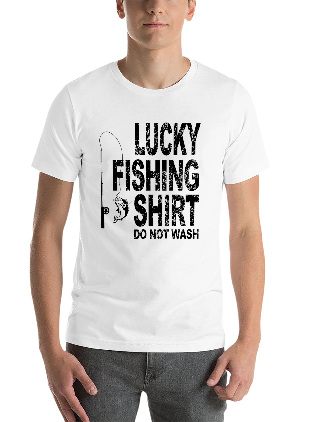 Black Lucky Fishing Shirt - Novelty Graphic Tee view 14