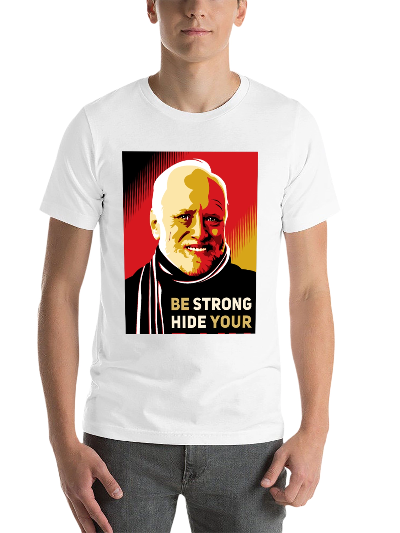 Black Hide Your Pain Harold Meme Black T-Shirt view 14