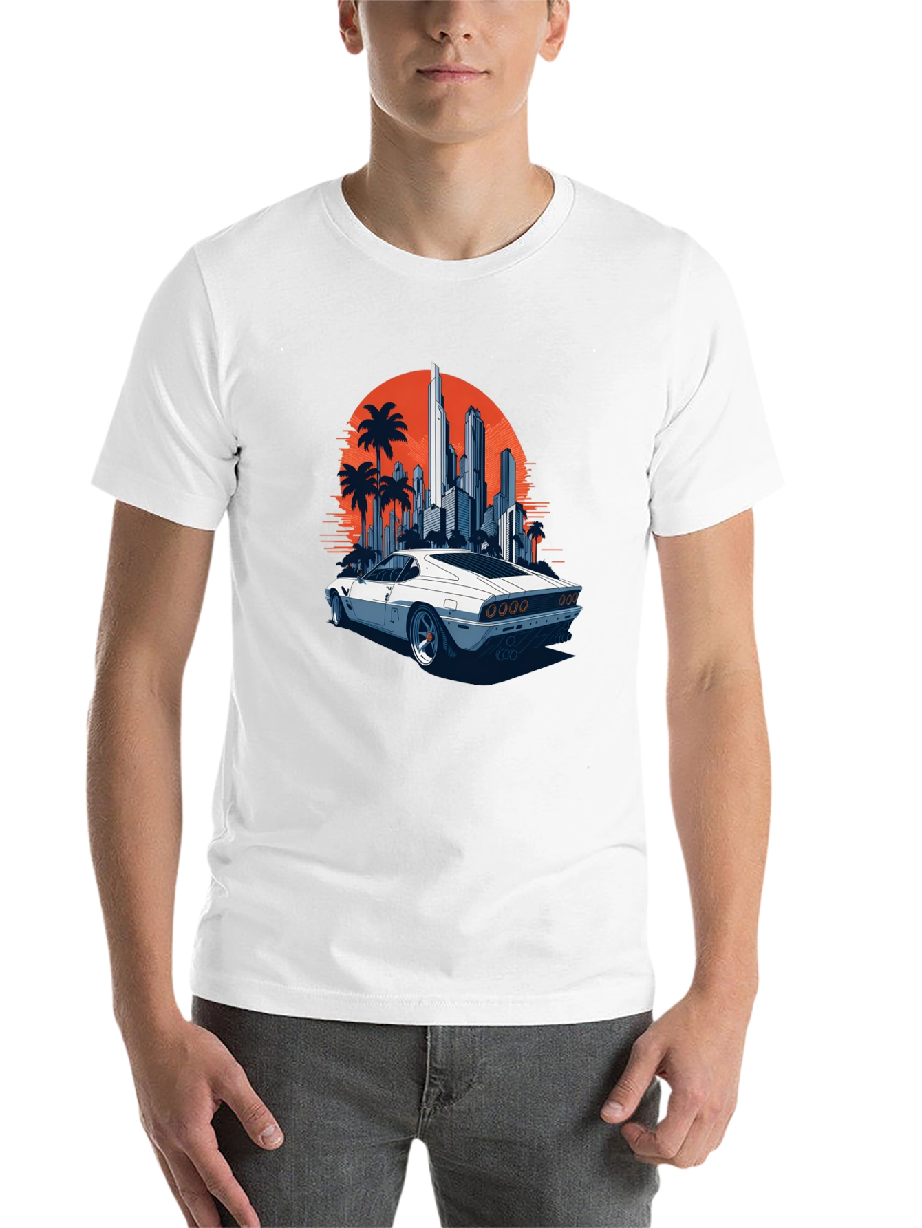 Black Retro Car & Cityscape Graphic Tee view 14