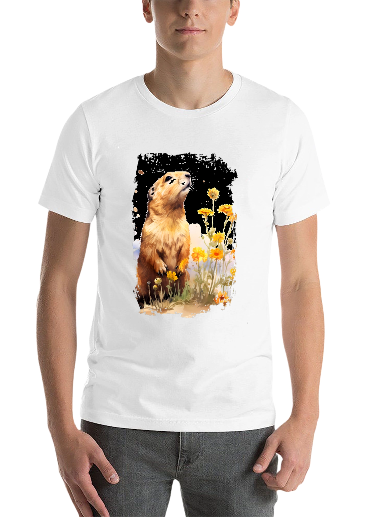 Black Prairie Dog T-Shirt - Unisex Black Tee view 14