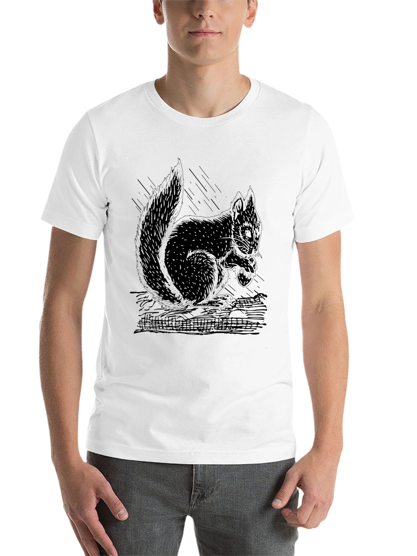 Black Men's Black Squirrel Graphic T-Shirt view 14