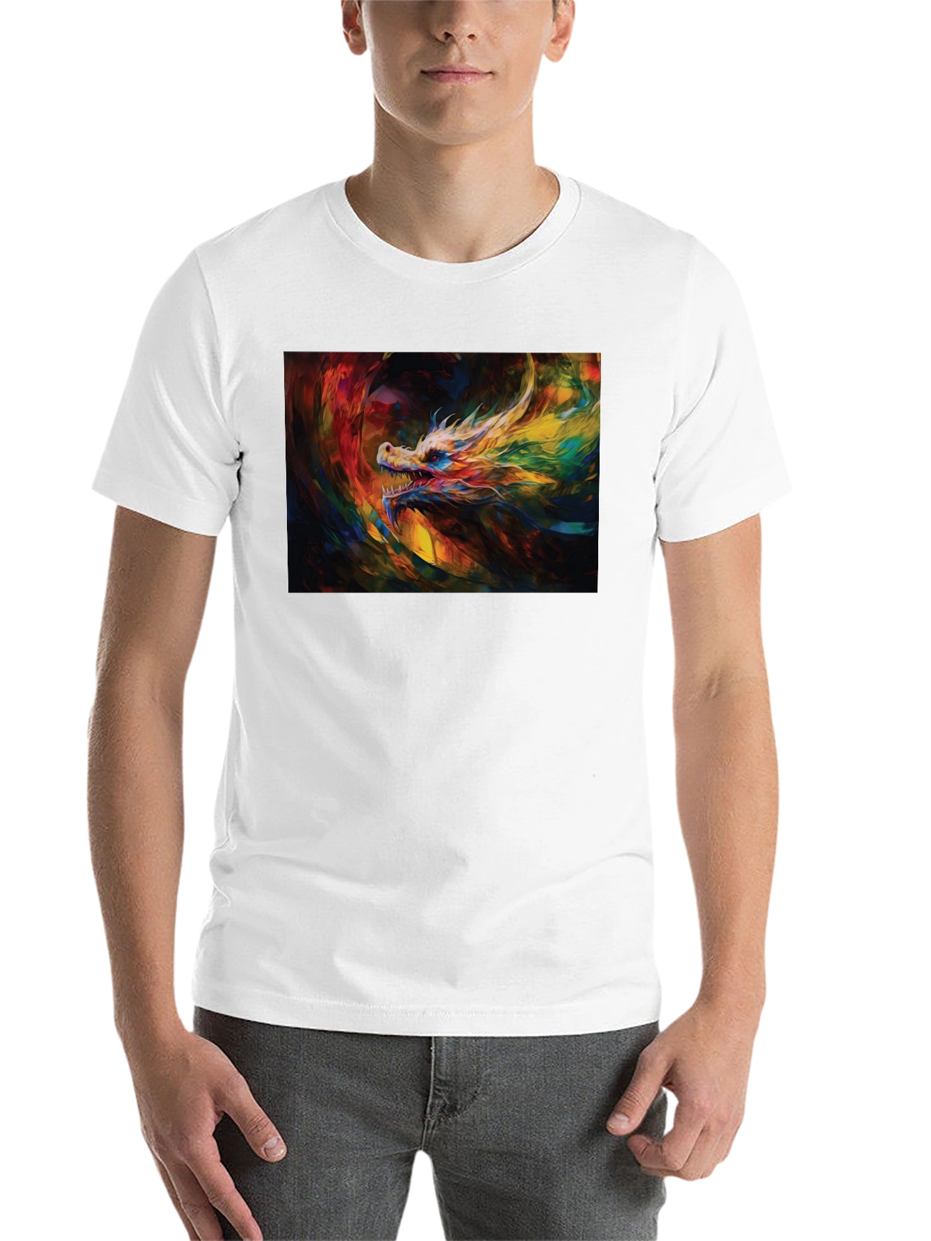 Black Colorful Dragon Graphic Tee - Unique Artistic Design view 14