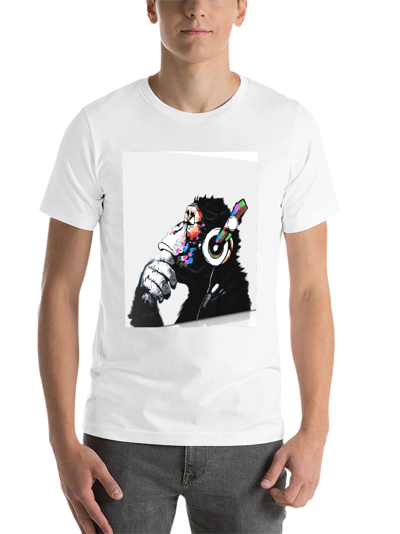 Black Cool Ape DJ Graphic Tee - Black Cotton T-Shirt view 14