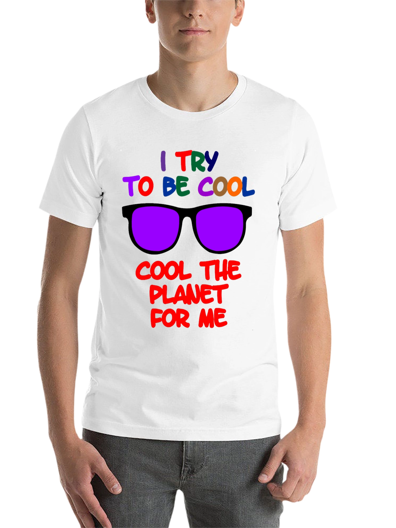 Black Cool Planet T-Shirt: I Try to Be Cool Design view 14
