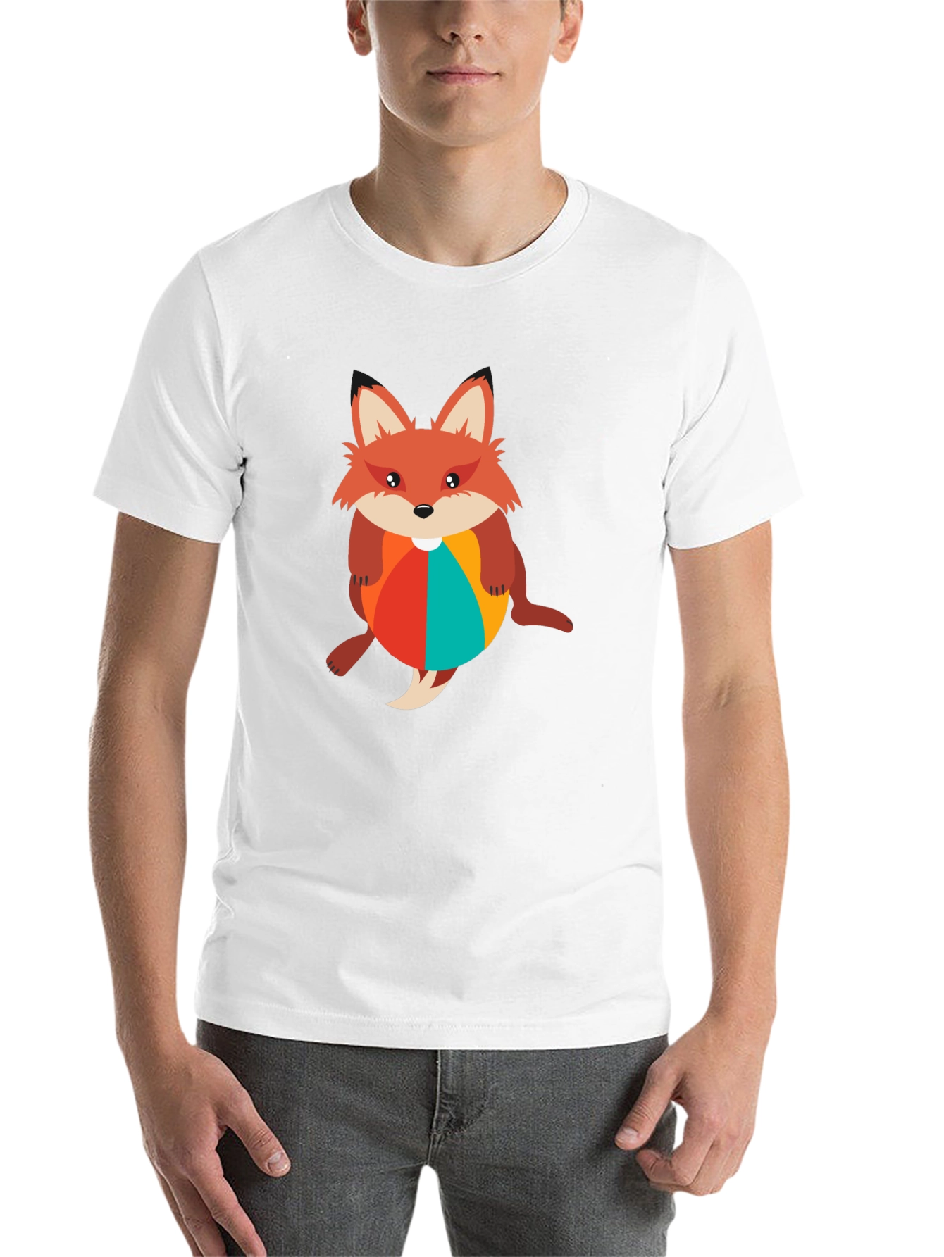 Black Fox with Beach Ball Black T-Shirt view 14