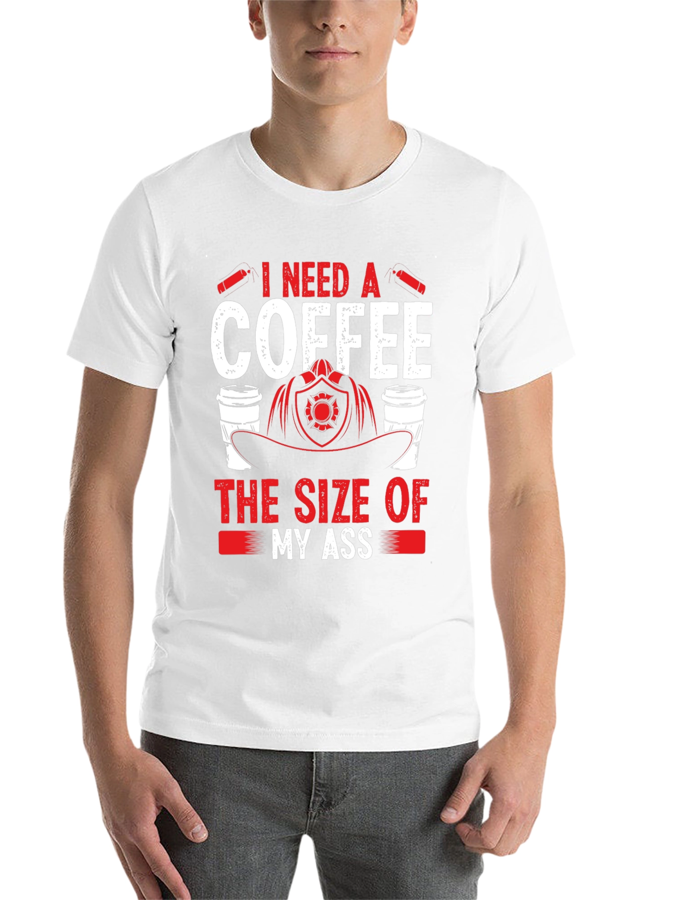 Black Funny Firefighter Coffee T-Shirt view 14