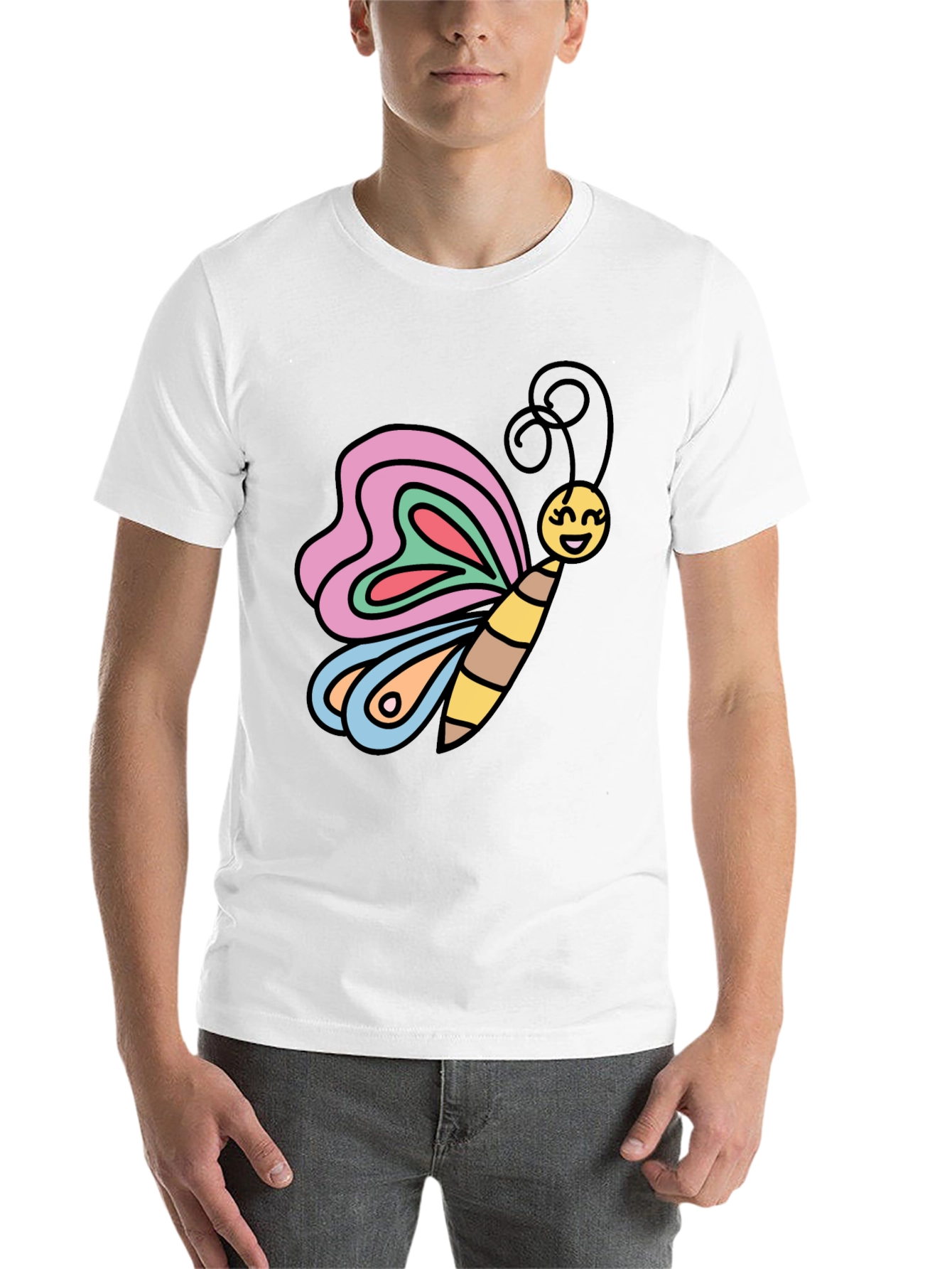 Black Butterfly Graphic Tee - Cheerful Cartoon Design view 14