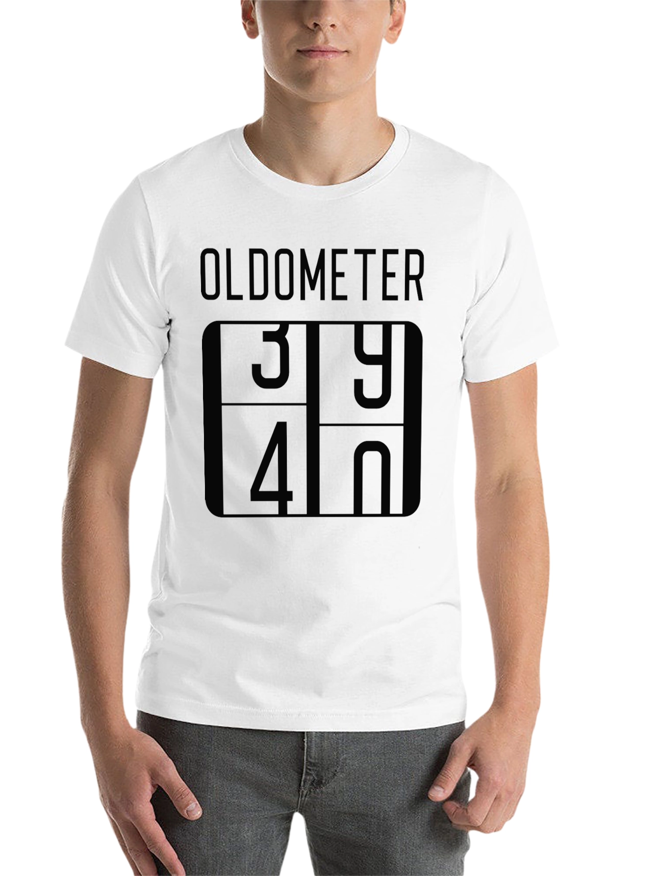 Black Oldometer 39-40 Novelty Graphic T-Shirt view 14