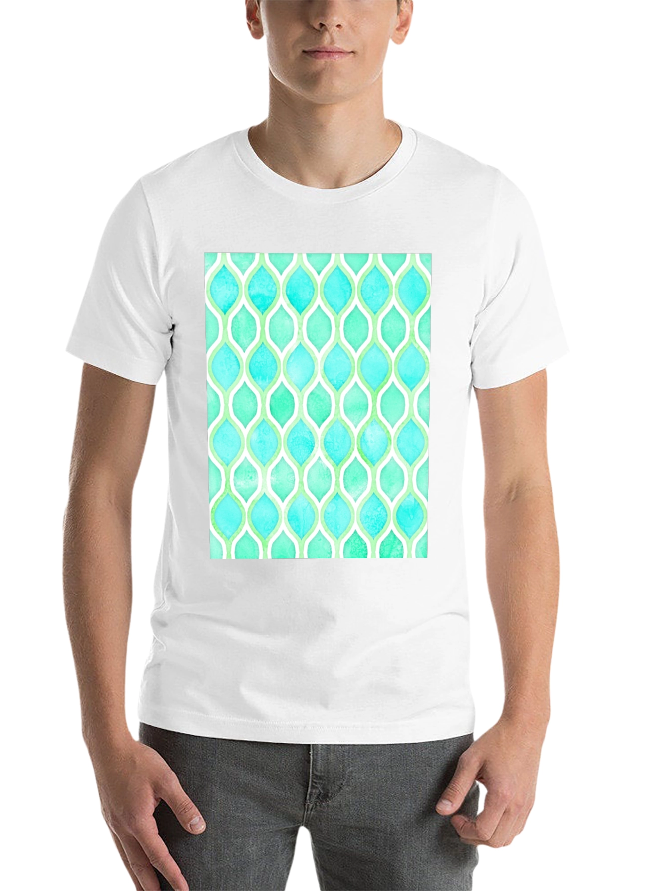 Black Aqua & Green Patterned T-Shirt view 14