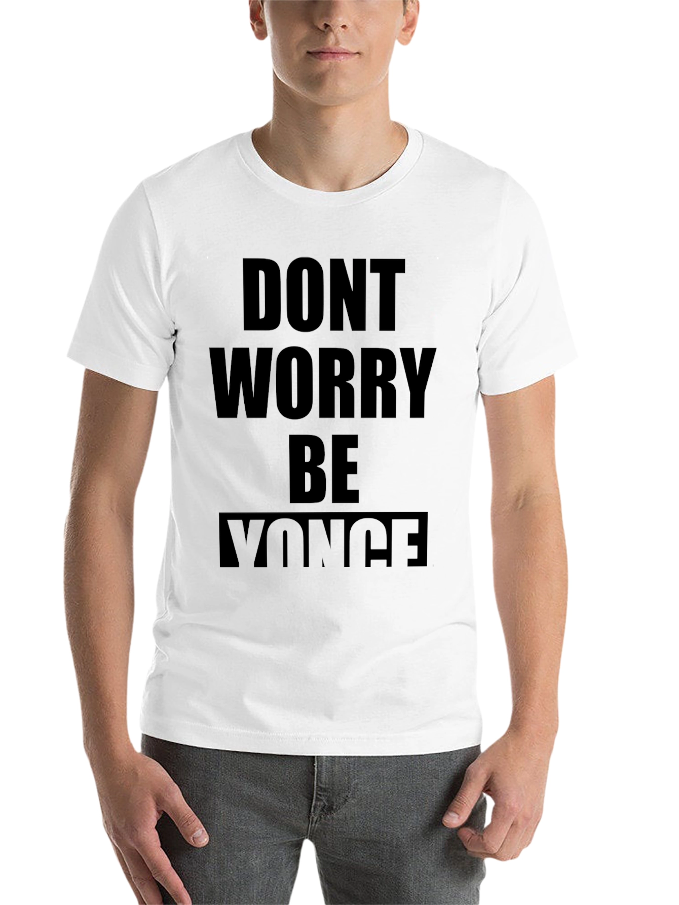 Black Don't Worry Be Yonce T-Shirt - Men's Black Tee view 14
