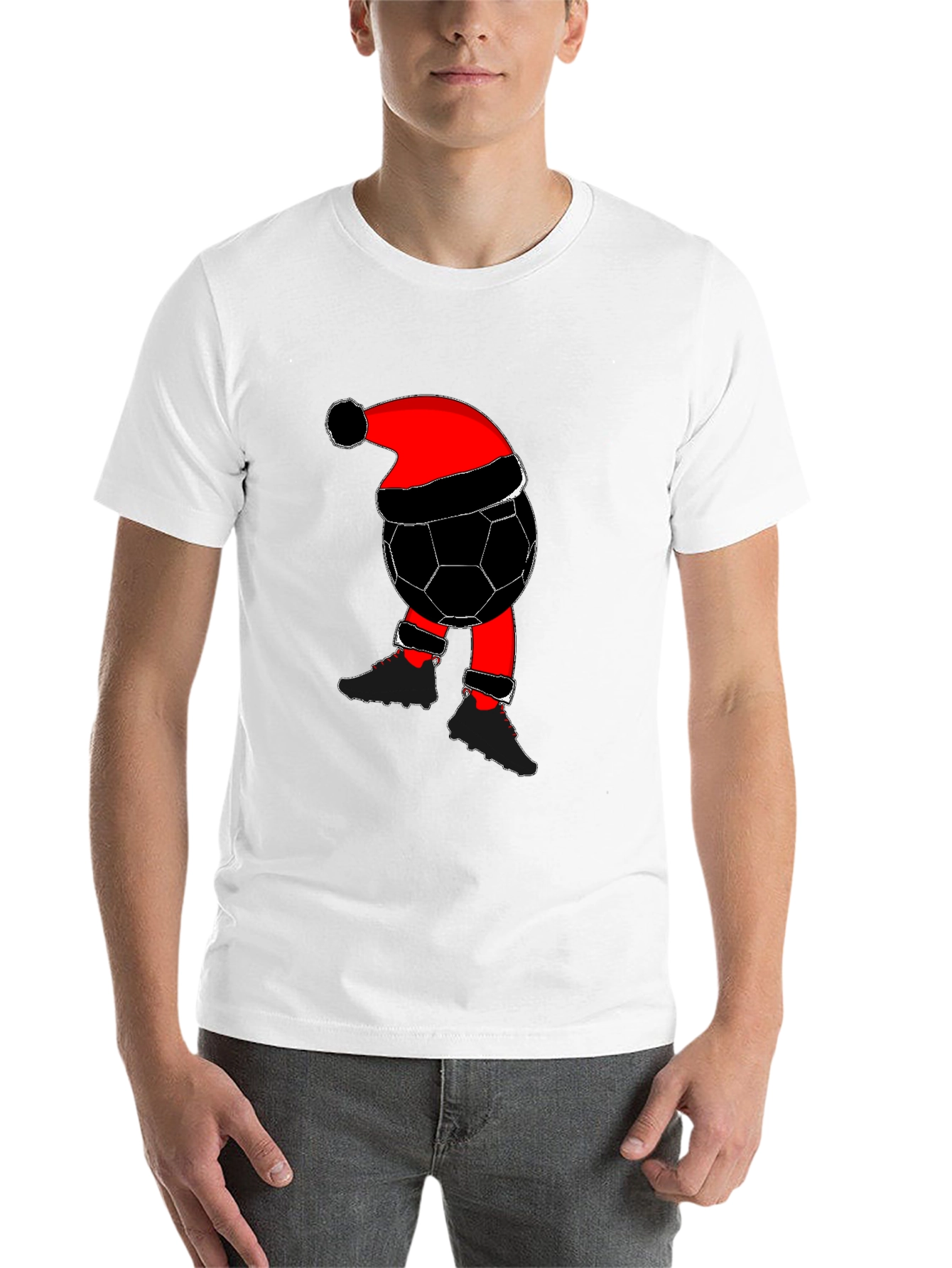 Black Soccer Ball Santa Christmas T-Shirt view 14