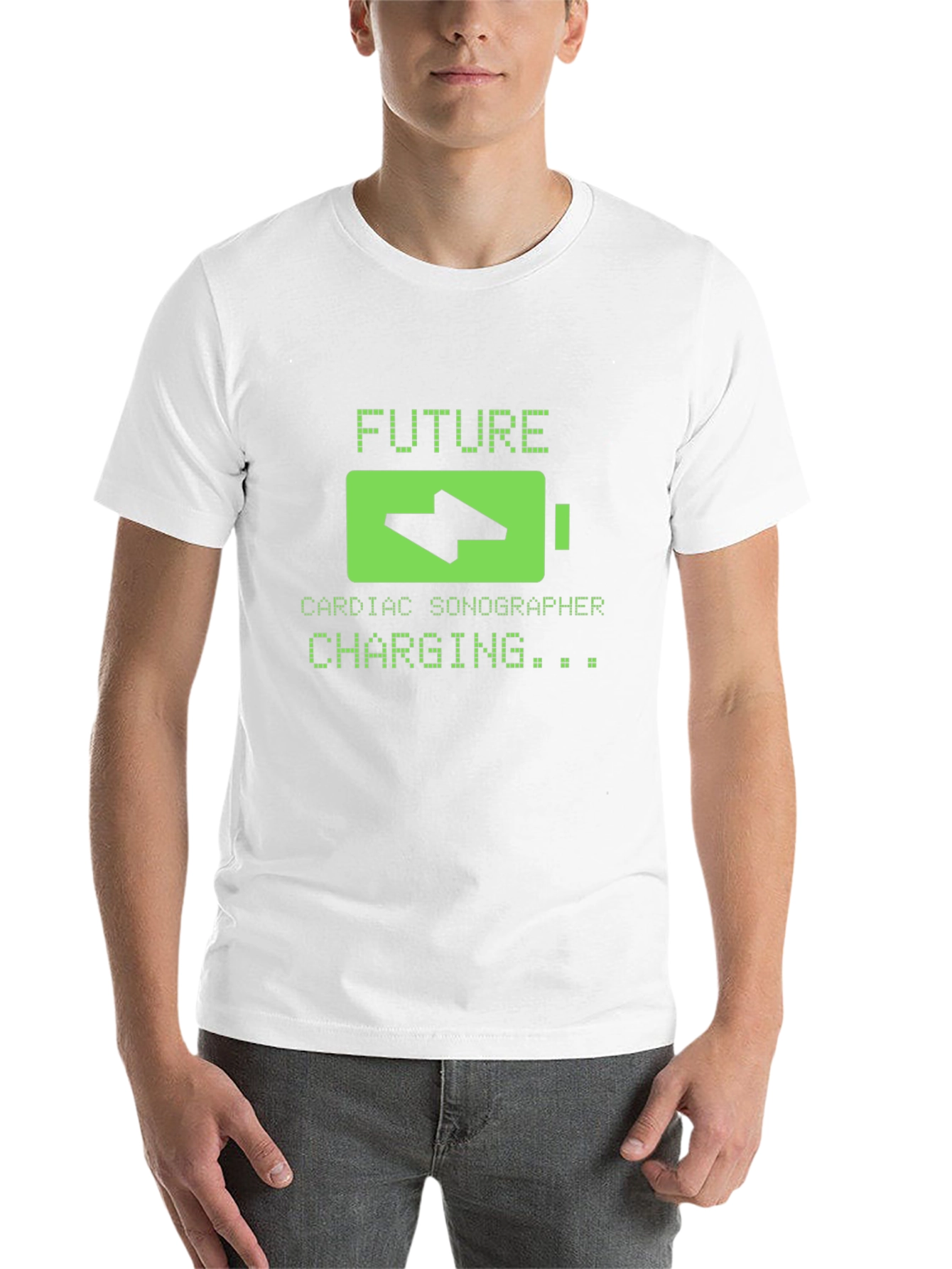 Black Future Cardiac Sonographer Charging T-Shirt view 14