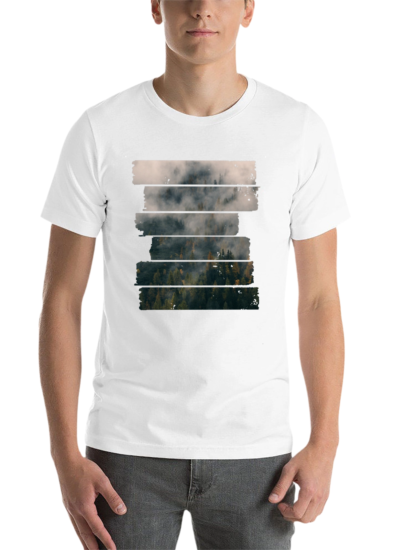 Black Foggy Forest T-Shirt - Nature Inspired Tee view 14