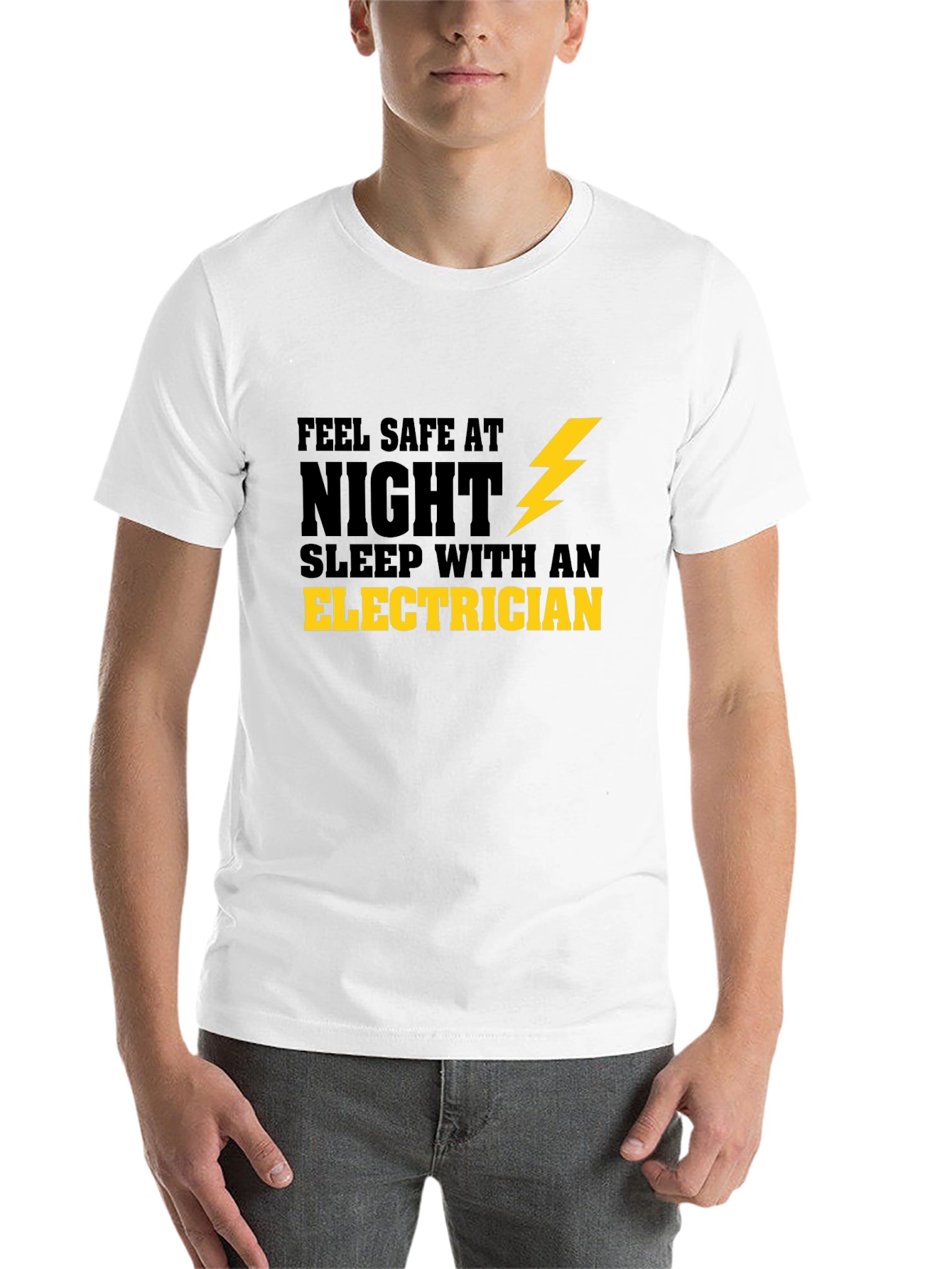Black Feel Safe Sleep With An Electrician T-Shirt view 14