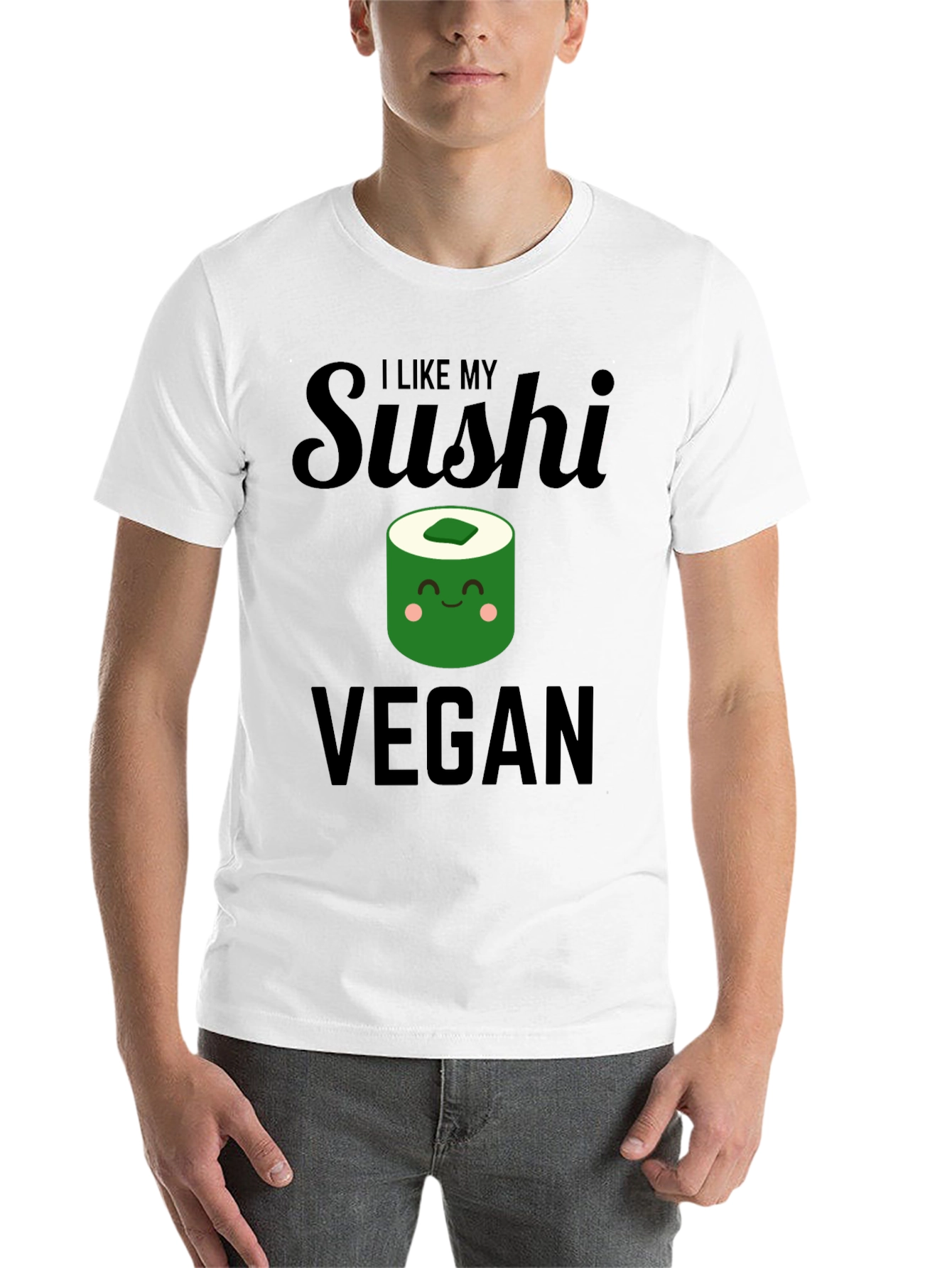 Black Vegan Sushi Graphic T-Shirt - Unisex Casual Tee view 14
