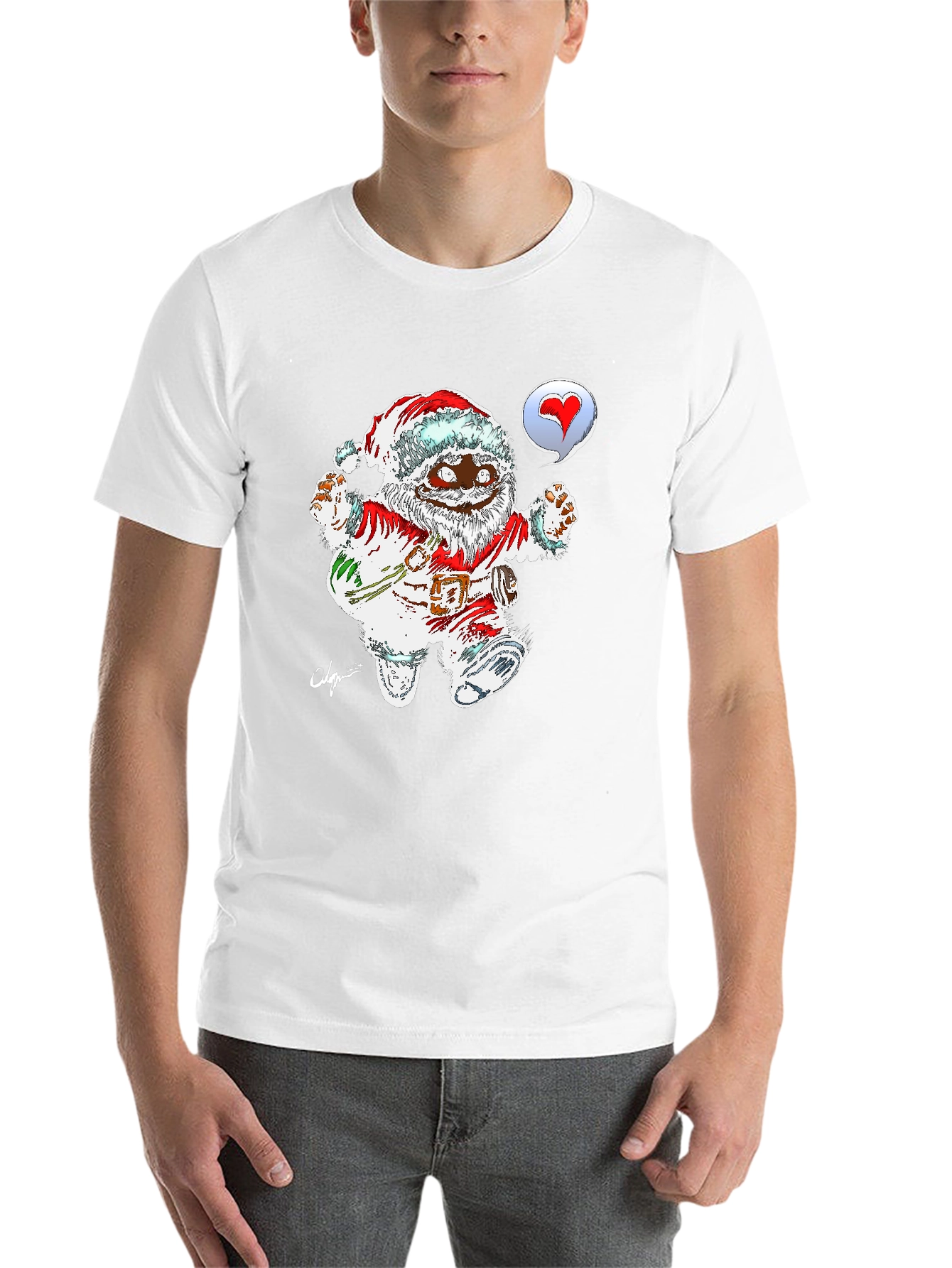 Cartoon Santa Black T-Shirt - 14