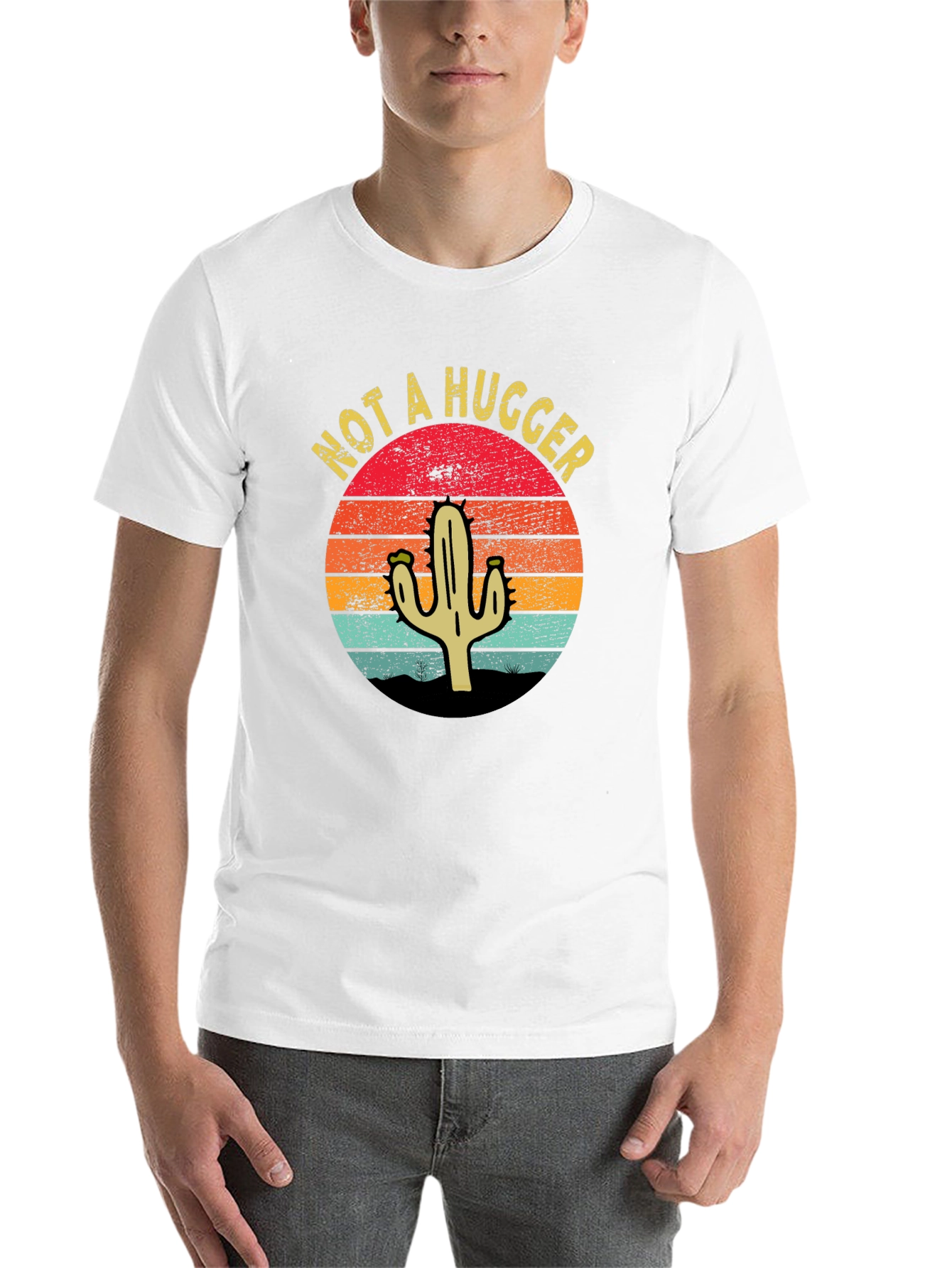 Black Not A Hugger Cactus Graphic T-Shirt - Unisex view 14
