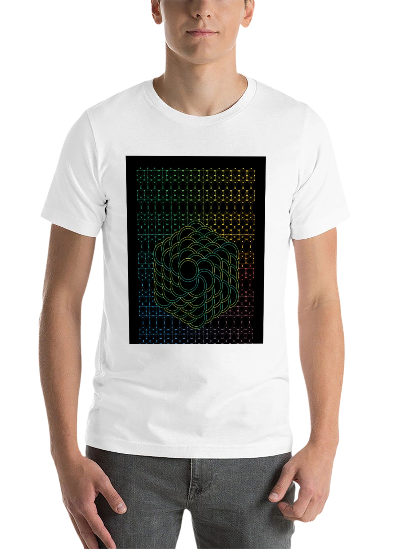 Black Geometric Flower Black T-Shirt view 14
