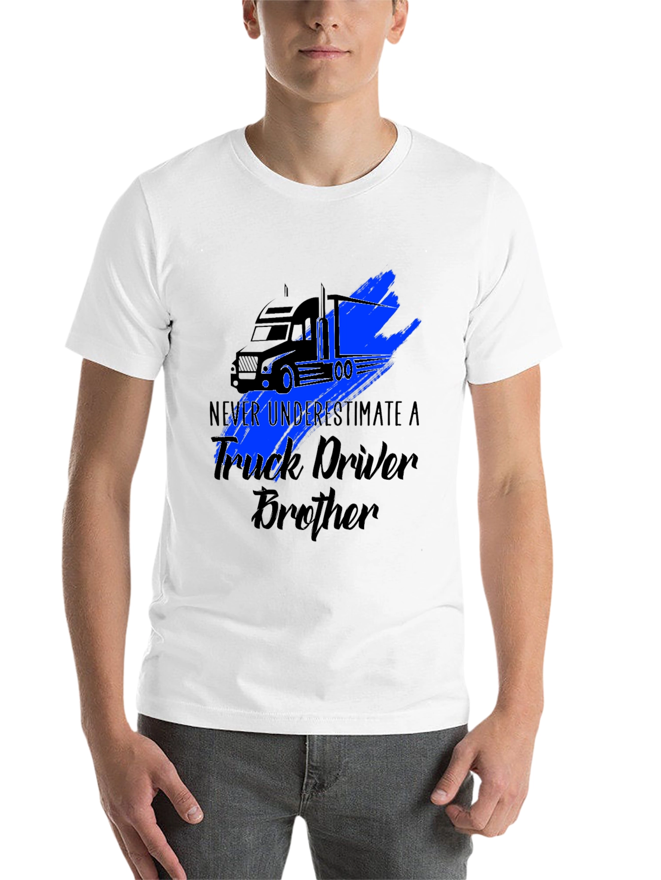 Black Truck Driver Brother Graphic Tee - Black T-Shirt view 14