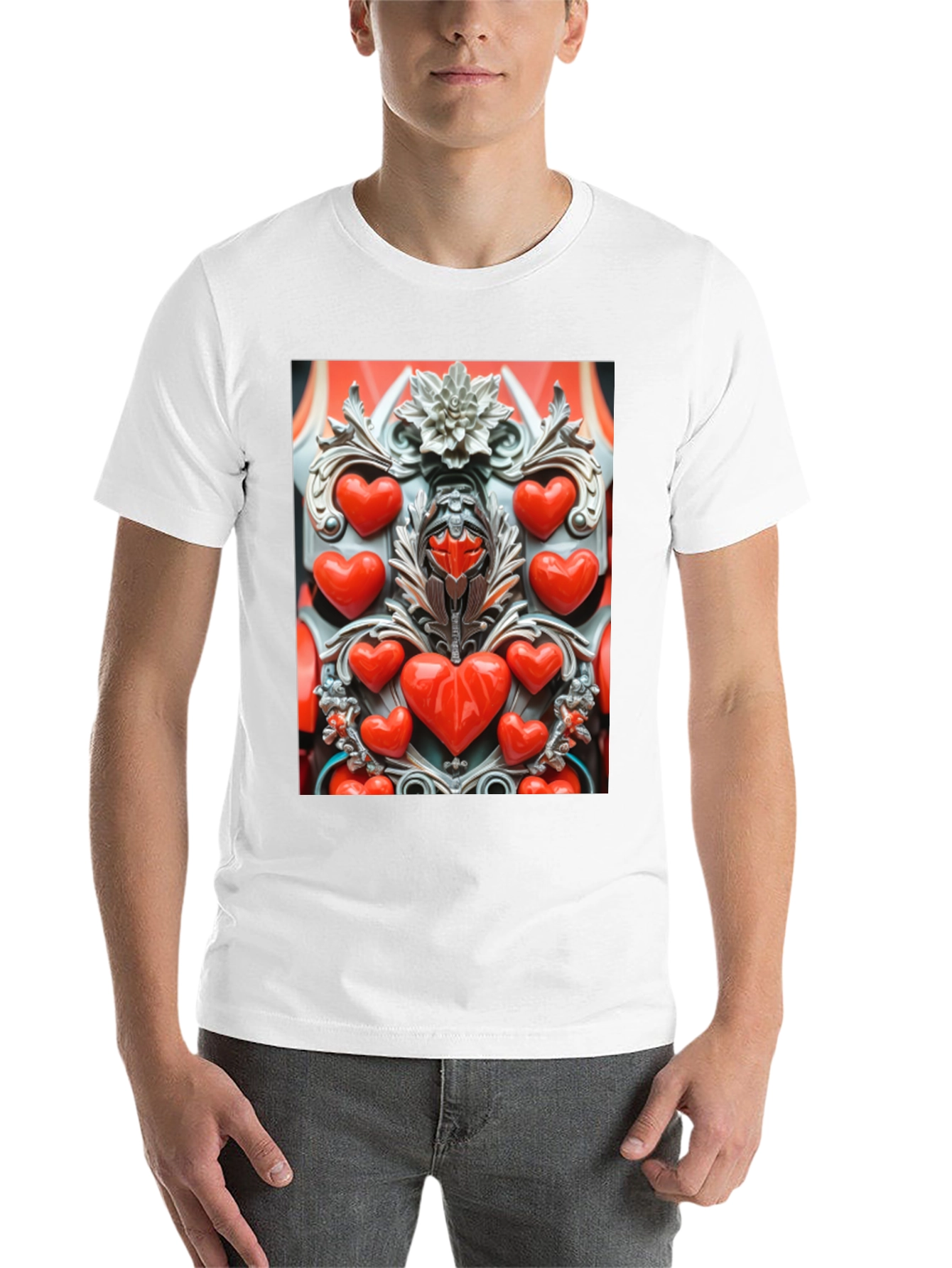 Black Heart Ornate Art Black T-Shirt view 14