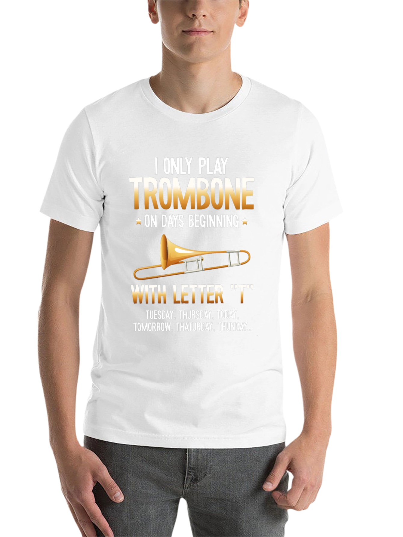 Black Funny Trombone Player T-Shirt view 14