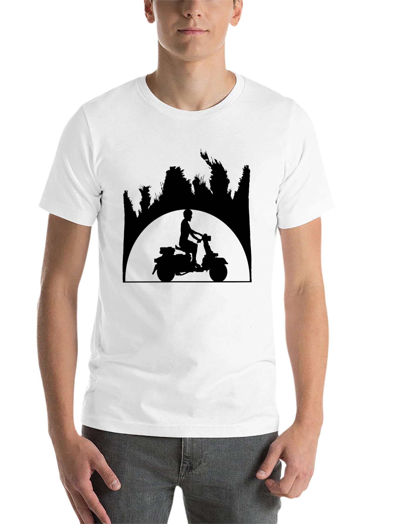 Black Retro Scooter Silhouette Black T-Shirt view 14