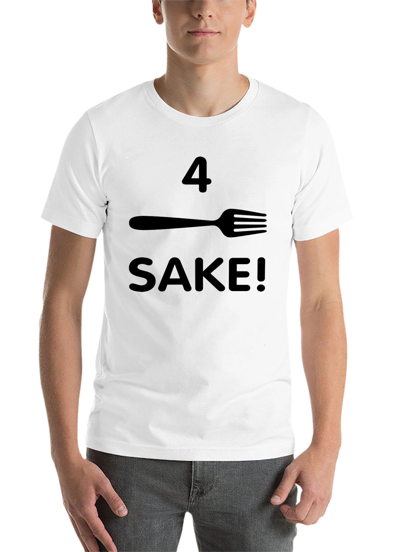 Black Humorous "4 Fork Sake" Graphic Tee - Black view 14