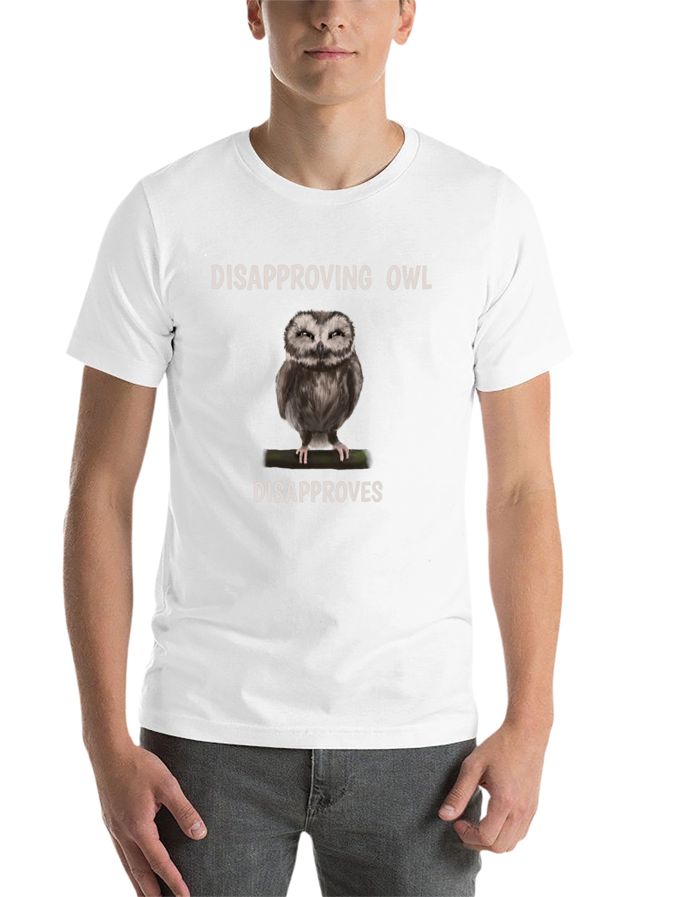 Black Disapproving Owl Graphic Tee - Unisex Cotton Blend view 14