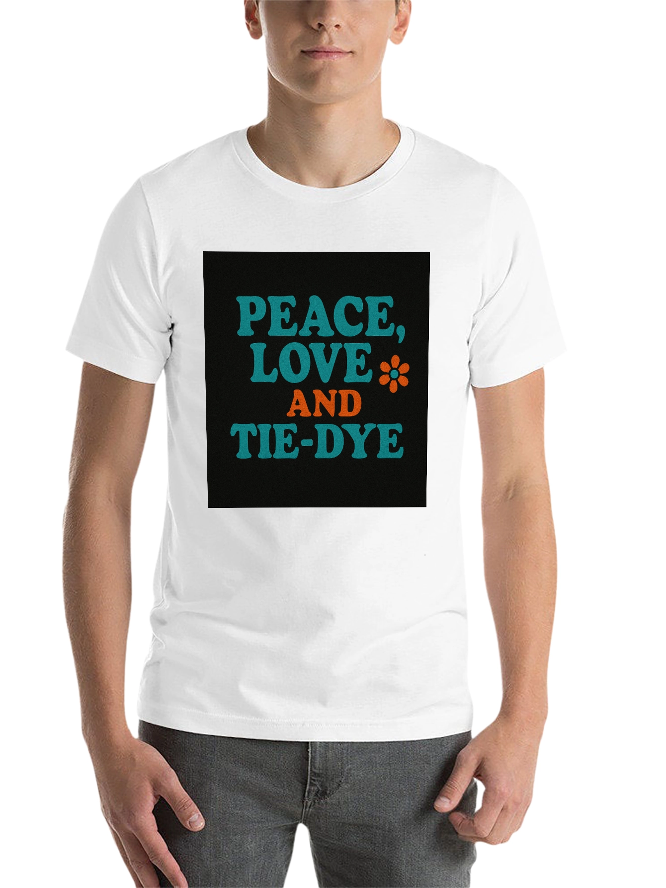 Black Peace, Love, and Tie-Dye Graphic T-Shirt view 14