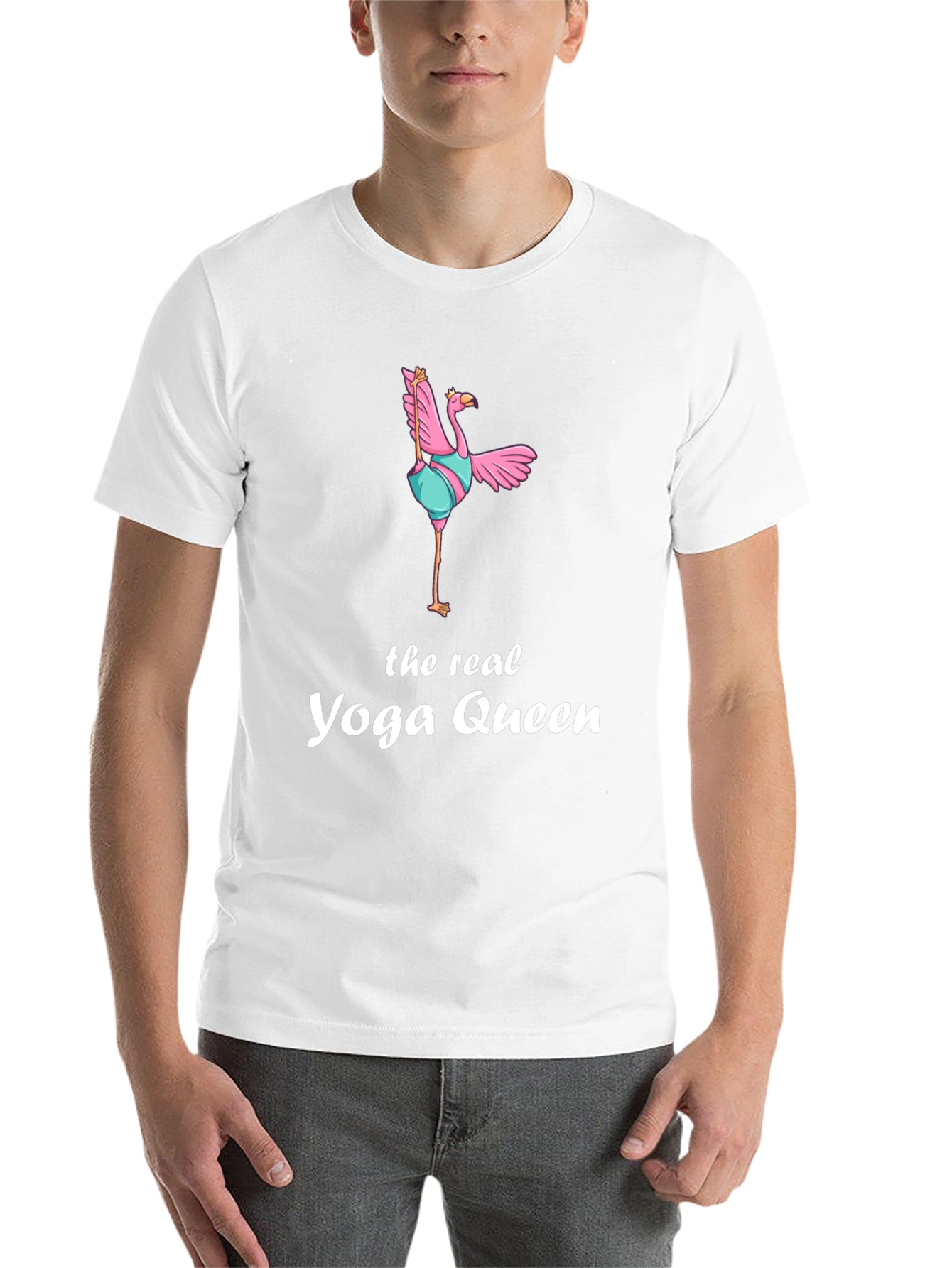 Black Yoga Queen Flamingo Graphic T-Shirt view 14