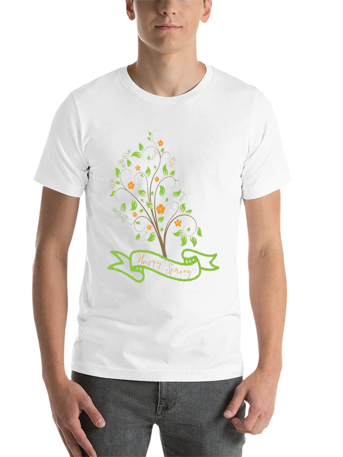 Black Happy Spring Graphic Tee - Nature Inspired Shirt view 14