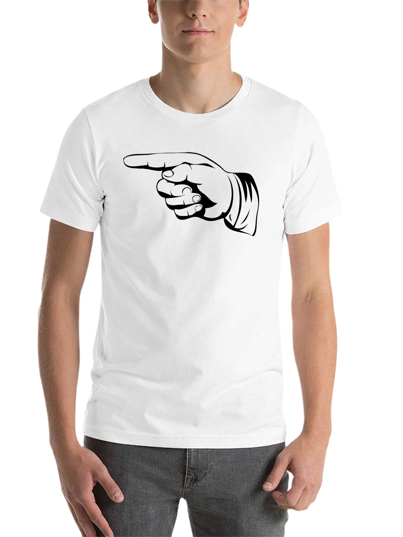 Black Pointing Finger Graphic Tee - Black Cotton T-Shirt view 14