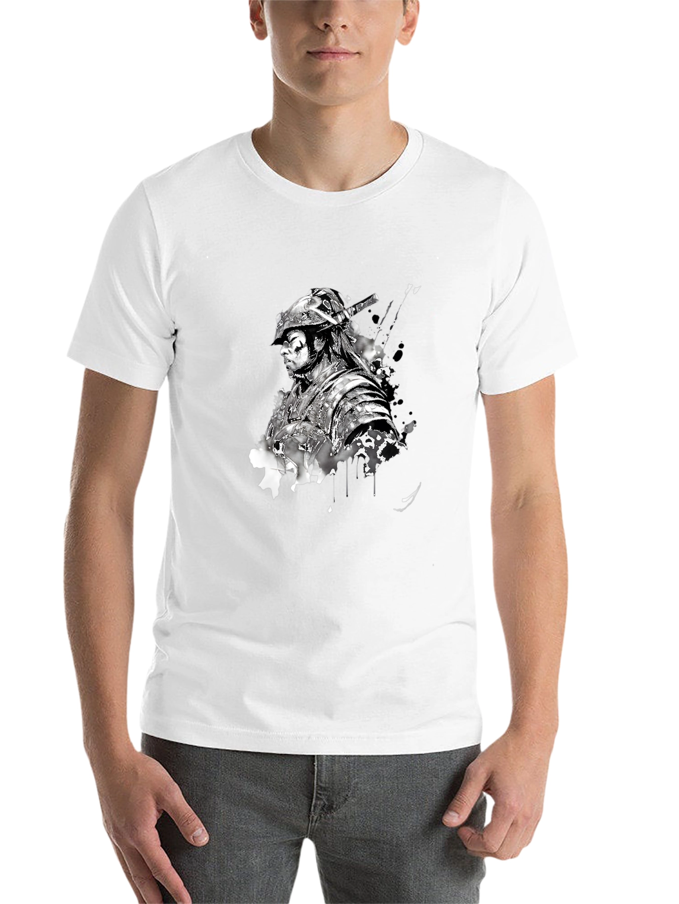 Black Samurai Graphic Print Black T-Shirt view 14