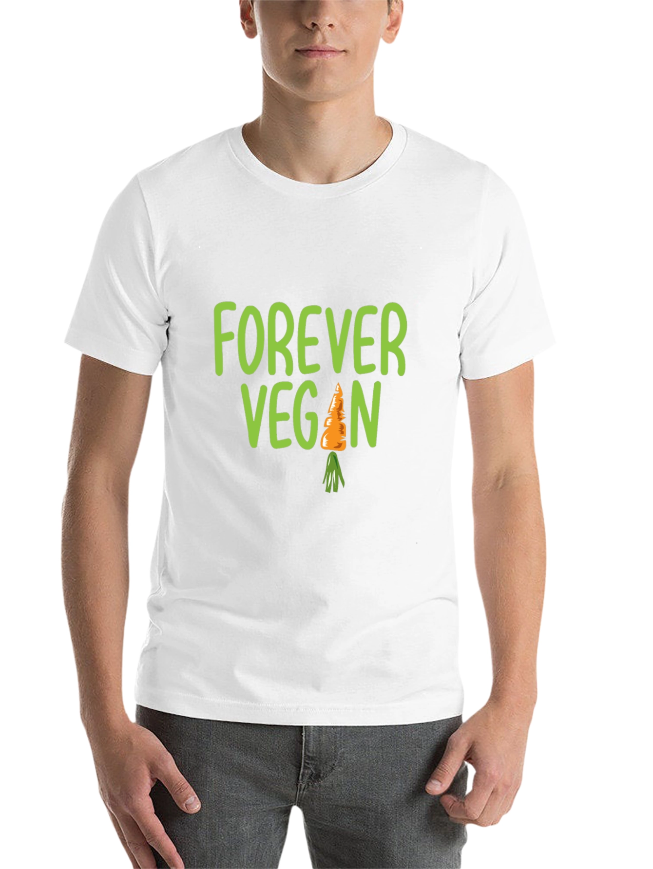 Black Forever Vegan Carrot T-Shirt - Unisex Black Tee view 14