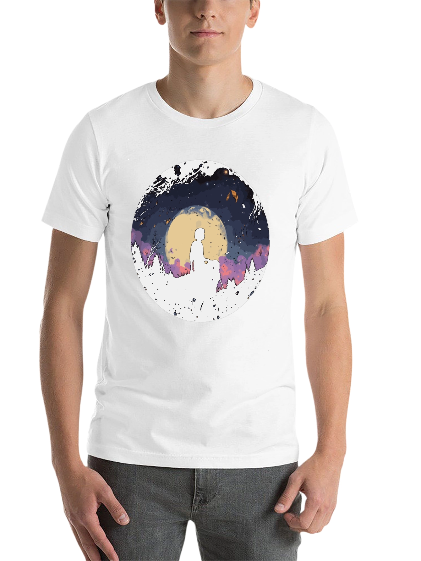 Black Silhouette Moon Graphic Men's Tee view 14