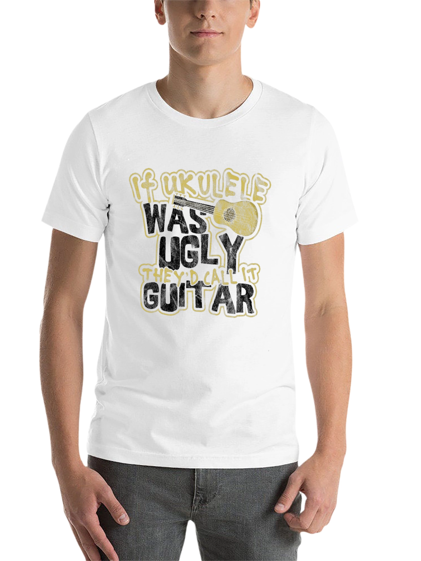 Black If Ukulele Was Ugly T-Shirt view 14