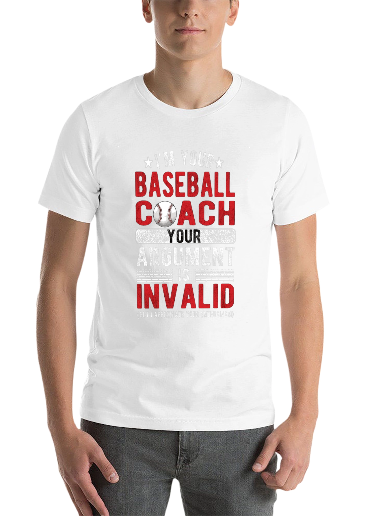 Black Baseball Coach T-Shirt - Argument is Invalid view 14